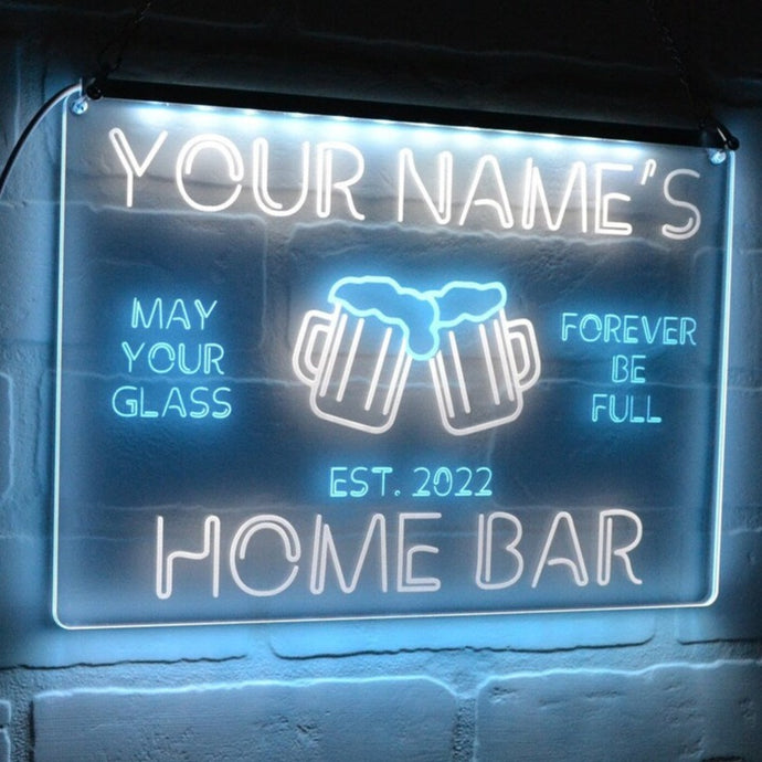 Blue Neon Bar Sign