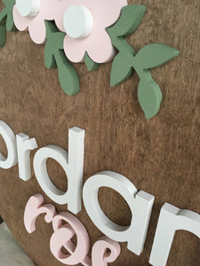 Round Name Sign with Flower - GirlyBuilds