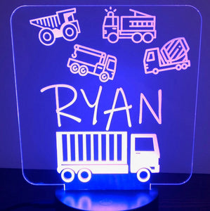 Personalized Night Light - Trucks Night Lights - GirlyBuilds